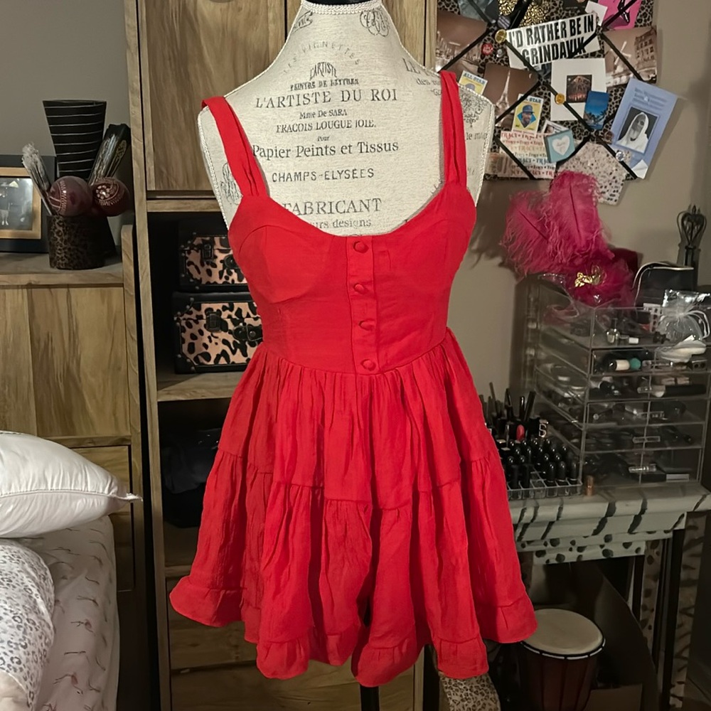 Forever 21 Red Ruffle Romper - Small